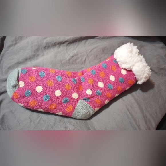 Shoes - Pink Polka Dot Fuzzy Socks,OS